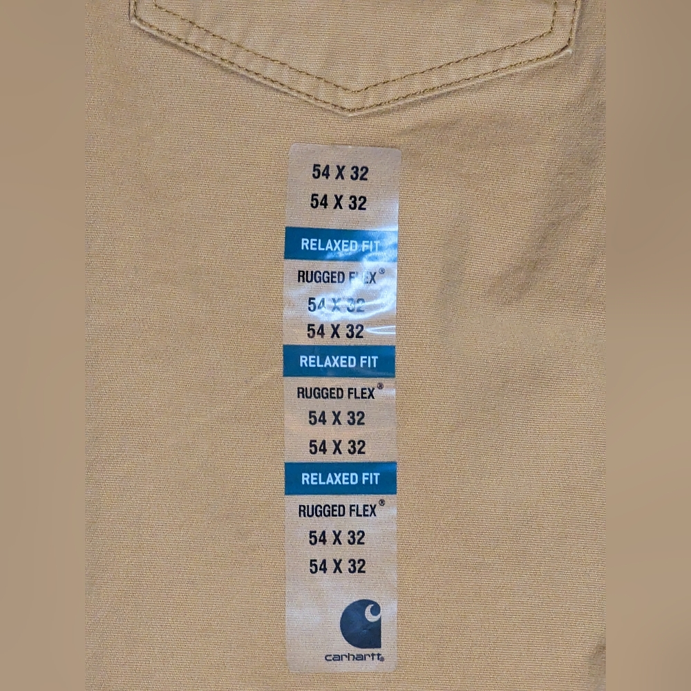 Carhartt Relax Fit 54x32 Men's Tan Rugged Flex - Picture 5 of 6